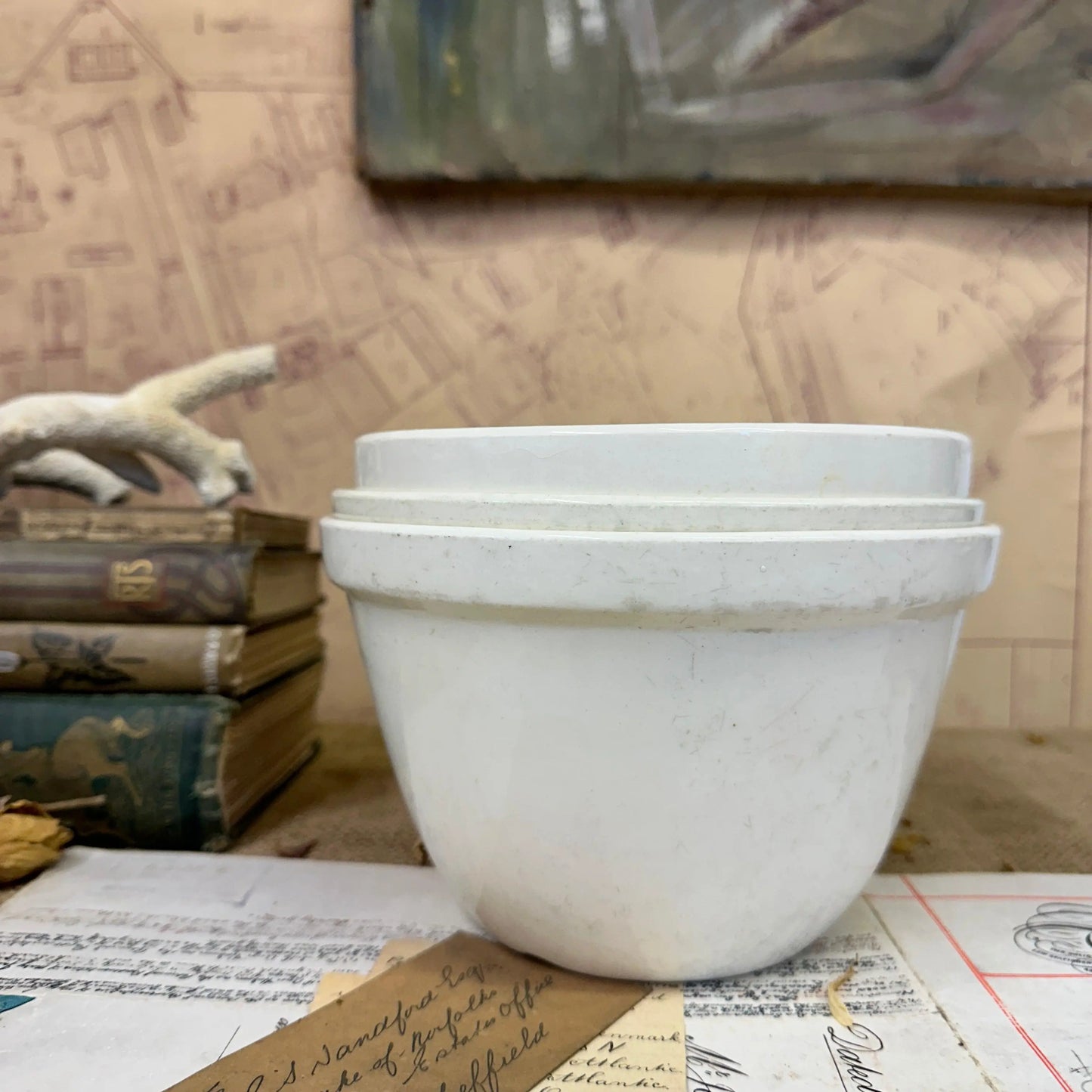 White Ironstone Pudding Bowls - The Blind Mole