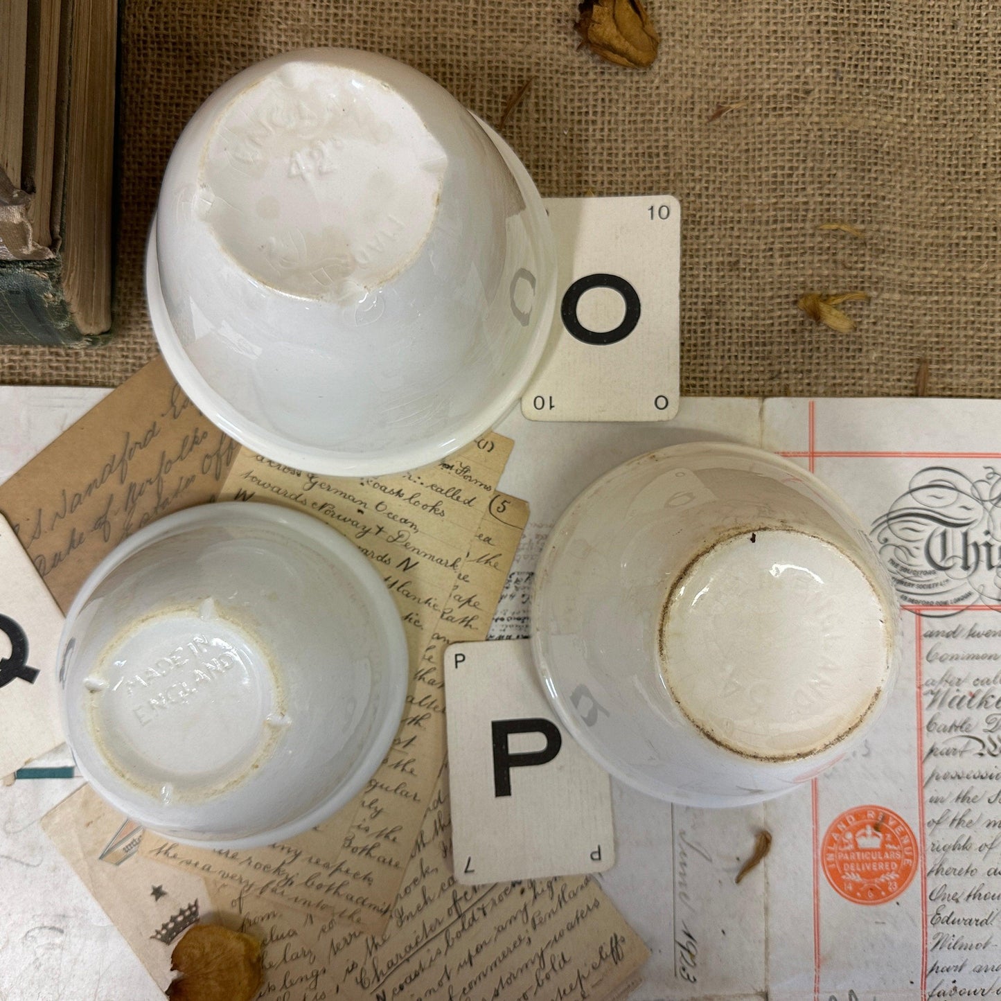 White Ironstone Pudding Dishes Bowl - The Blind Mole