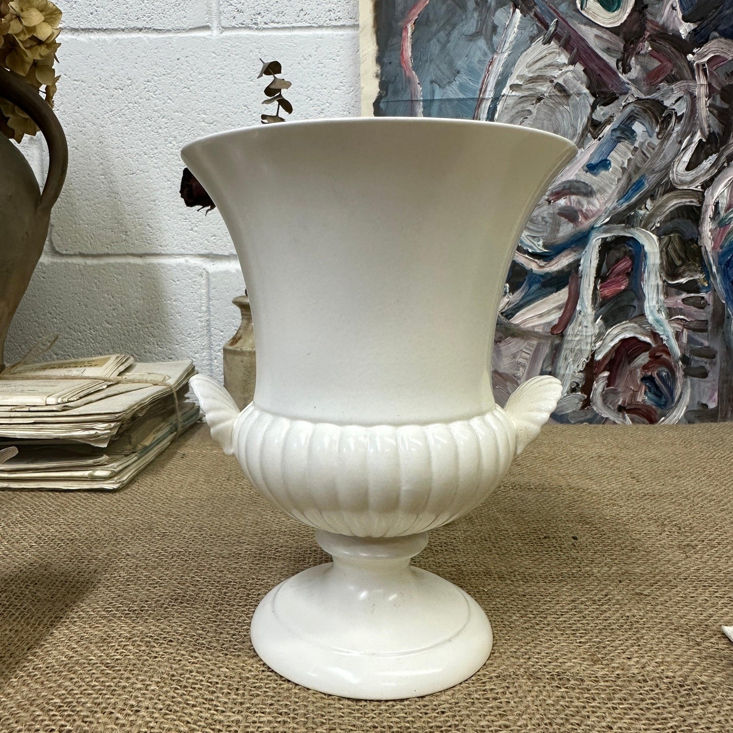 White Moonstone Wedgewood Urn - The Blind Mole