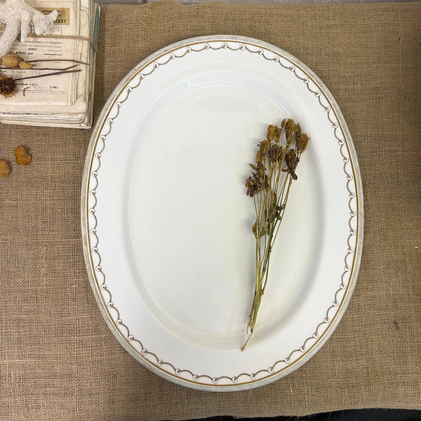Huge Victorian Stoneware Serving Platter - The Blind Mole