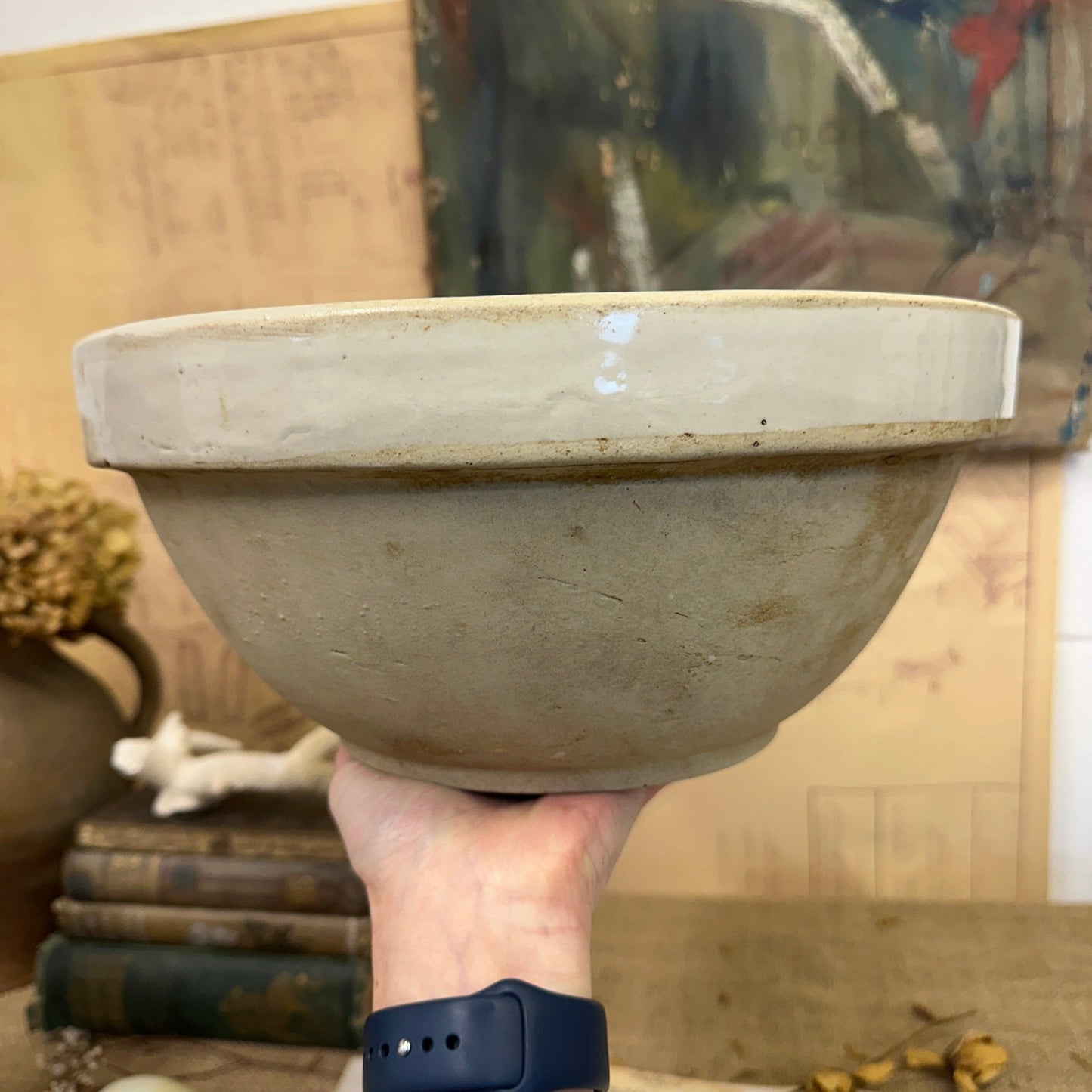 Antique French Stoneware Mixing Bowl - The Blind Mole