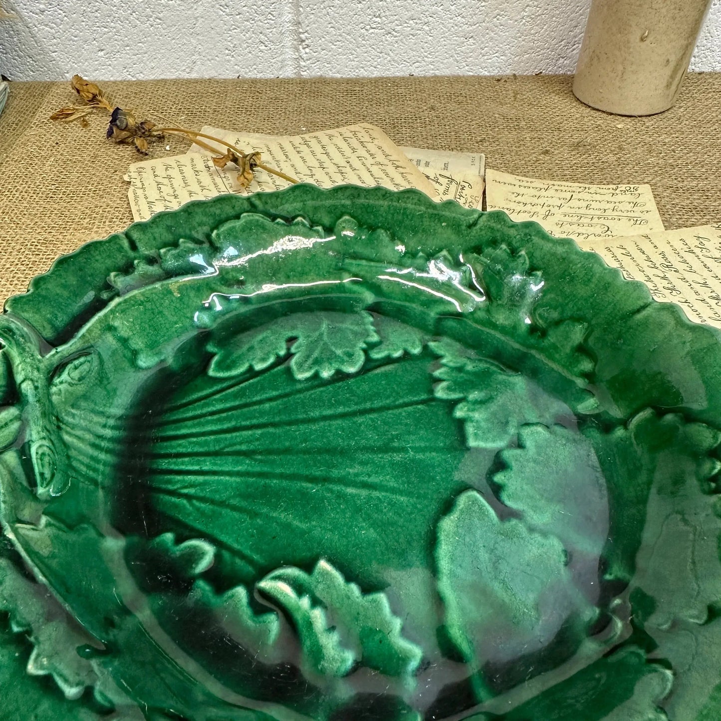 Victorian Cabbage Ware Majolica Plate - The Blind Mole