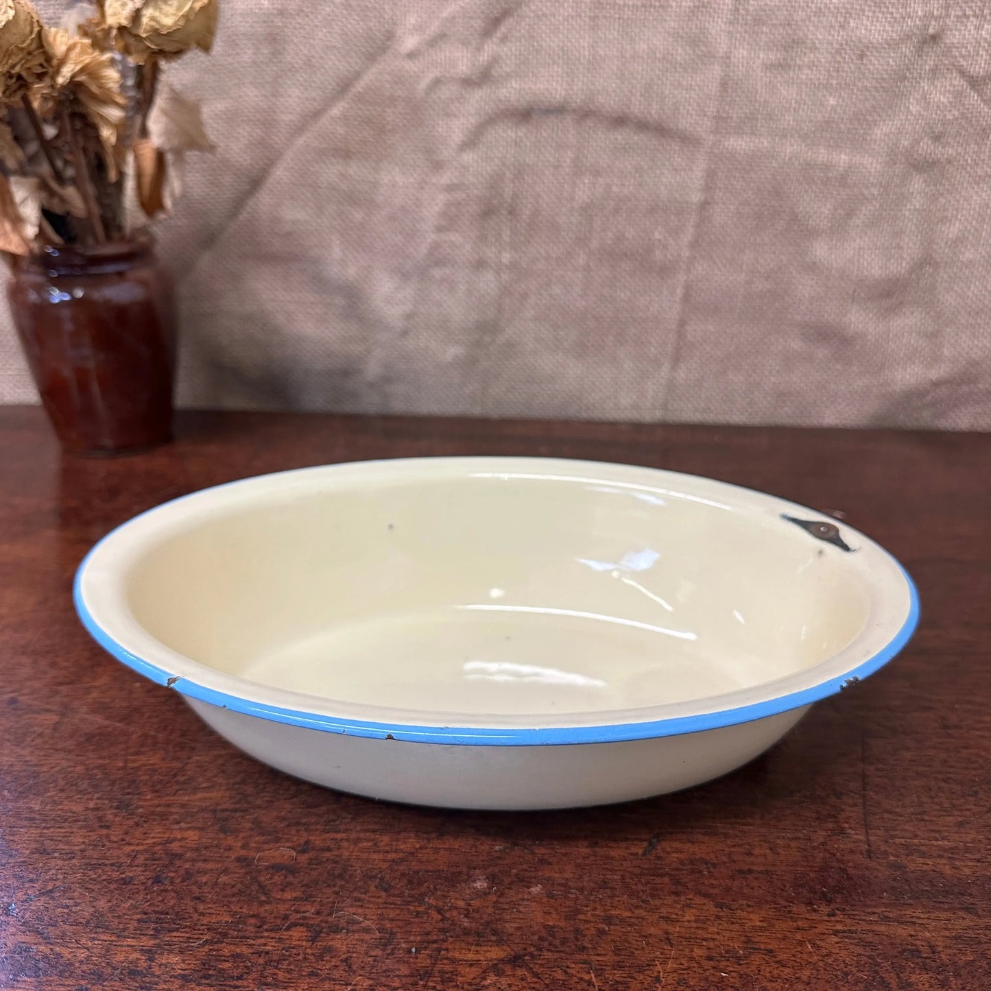 Enamel Yellow & Blue Oval Dish The Blind Mole