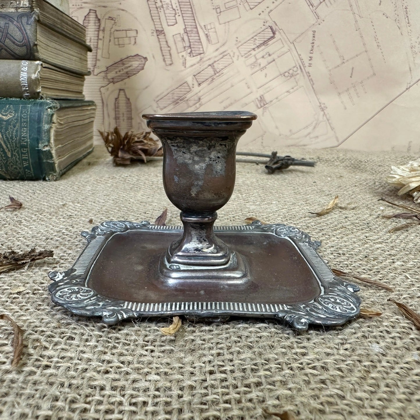 Square Antique Copper Candlestick - The Blind Mole