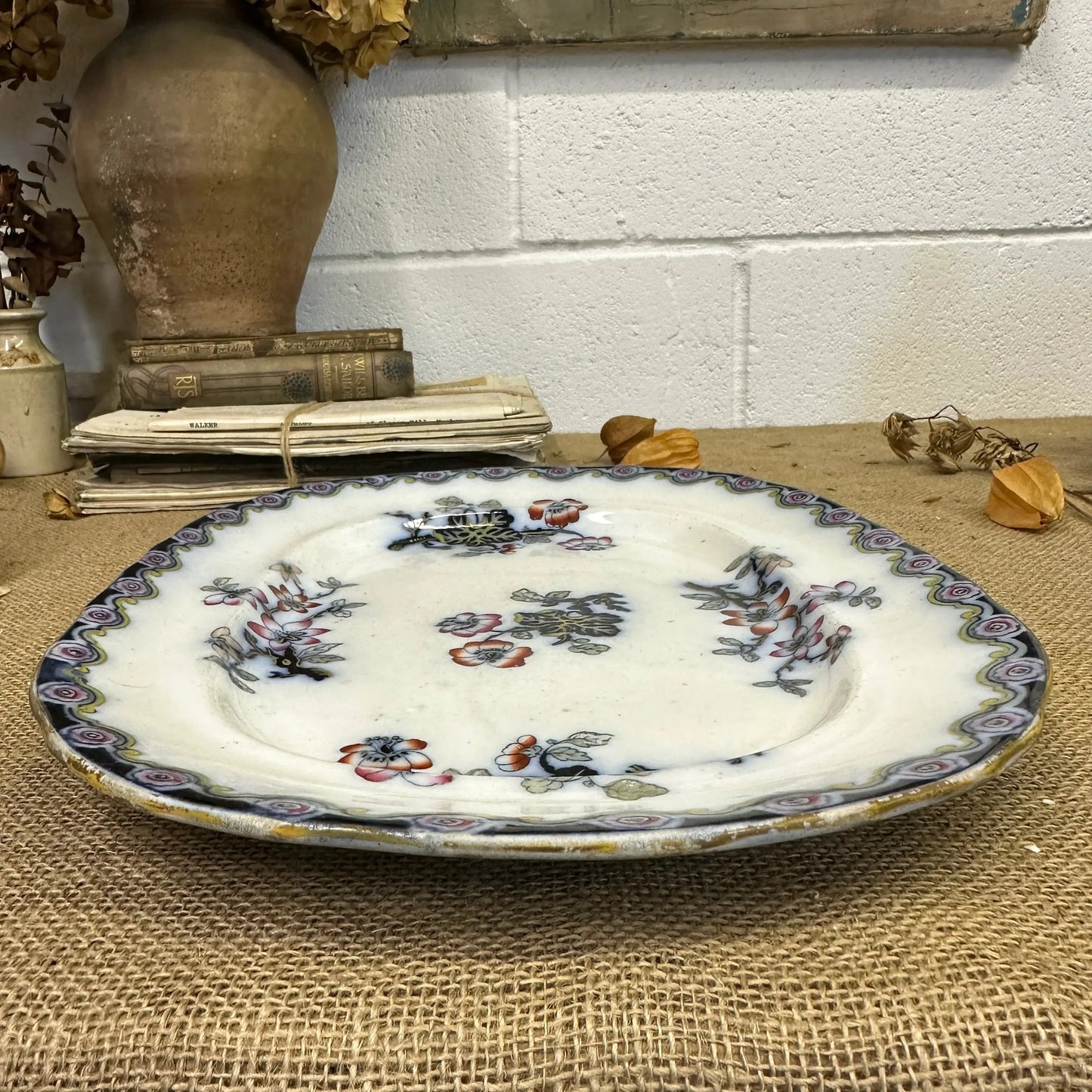 Victorian Charles Meigh & Son Oriental Blossoms Platter - The Blind Mole