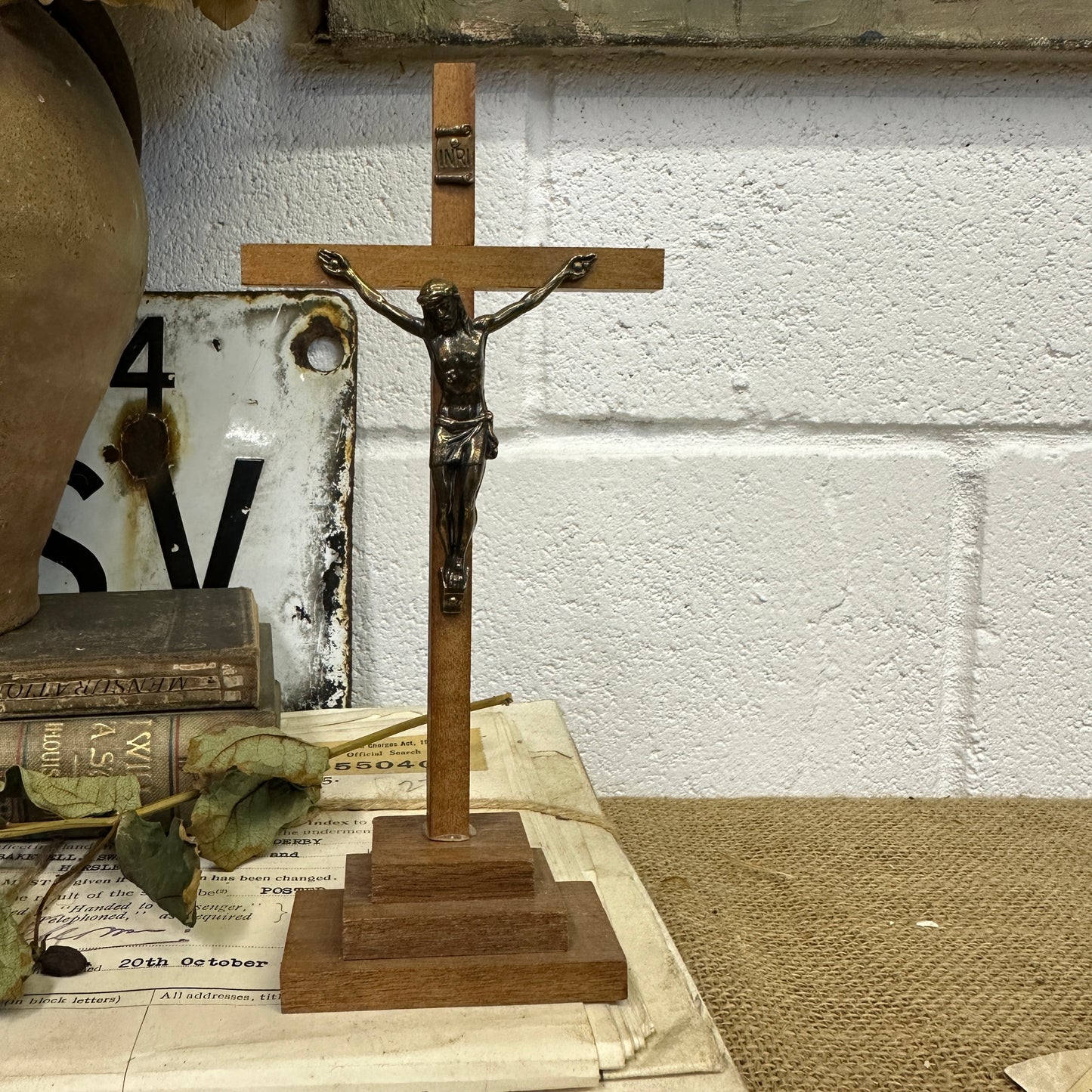 Vintage Small Standing Crucifix - The Blind Mole