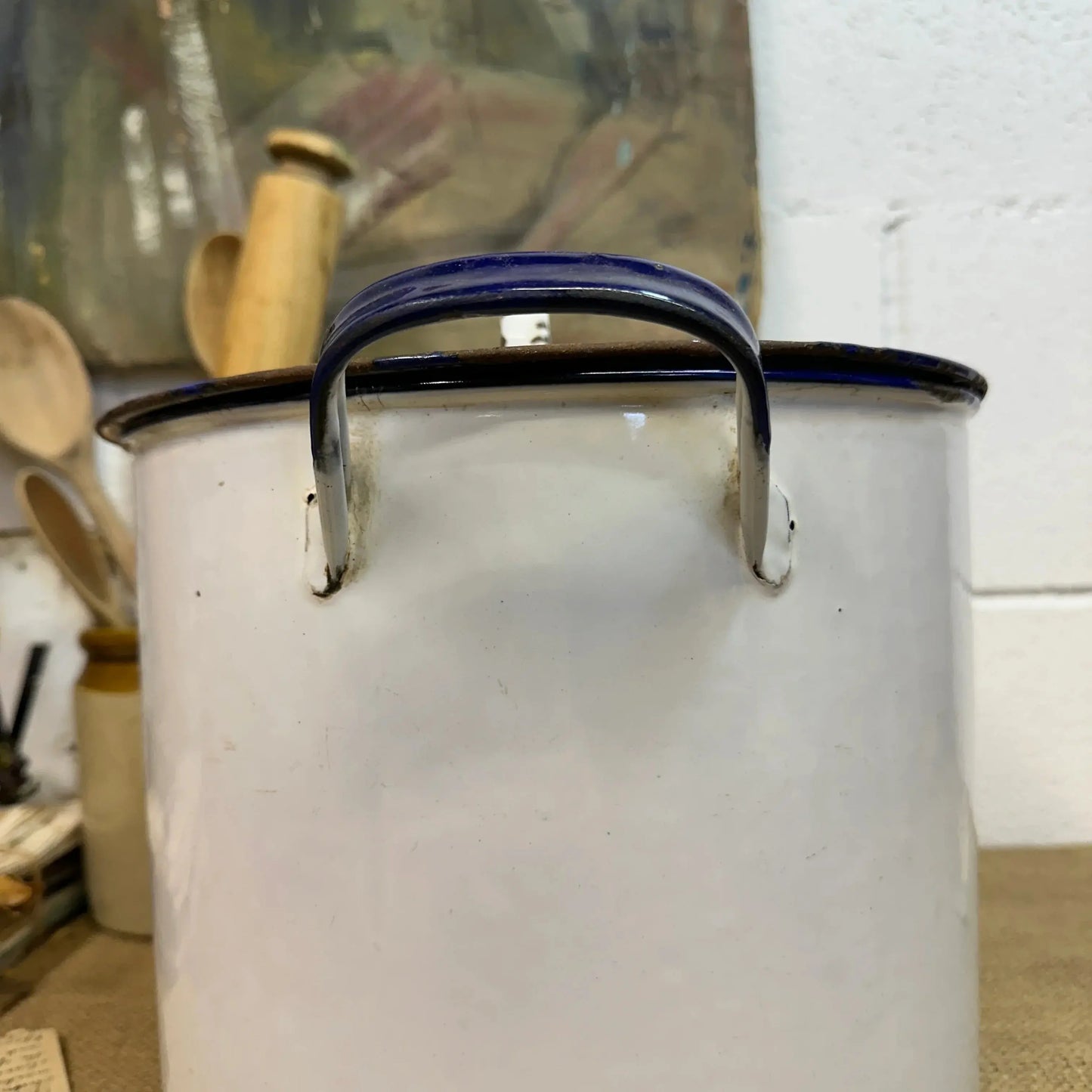 Large Enamel Flour Bin - The Blind Mole