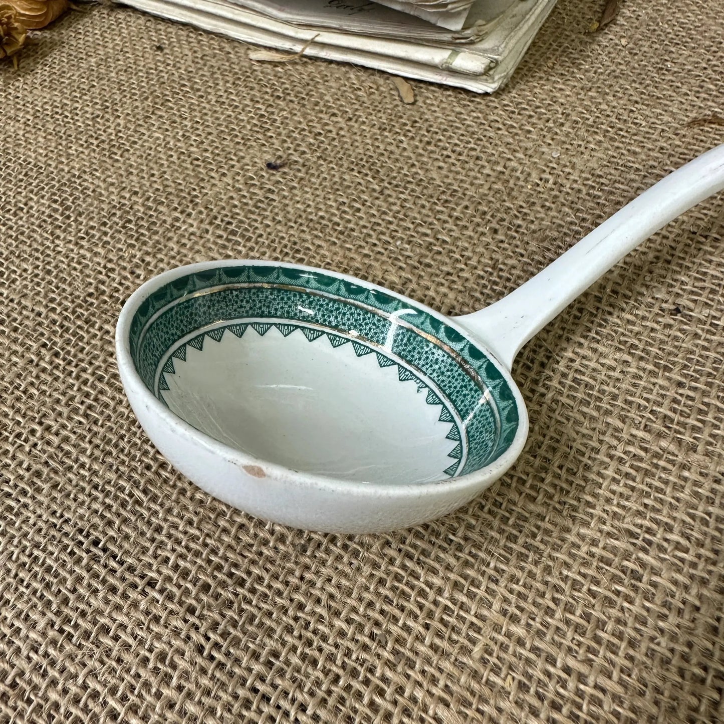 Victorian Ironstone Ceramic Serving Ladle, Spoon Green - The Blind Mole