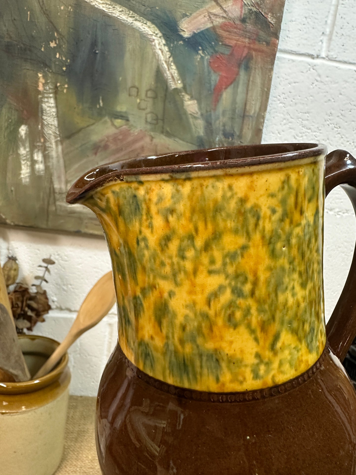 Dip Glazed Brown Stoneware Jug