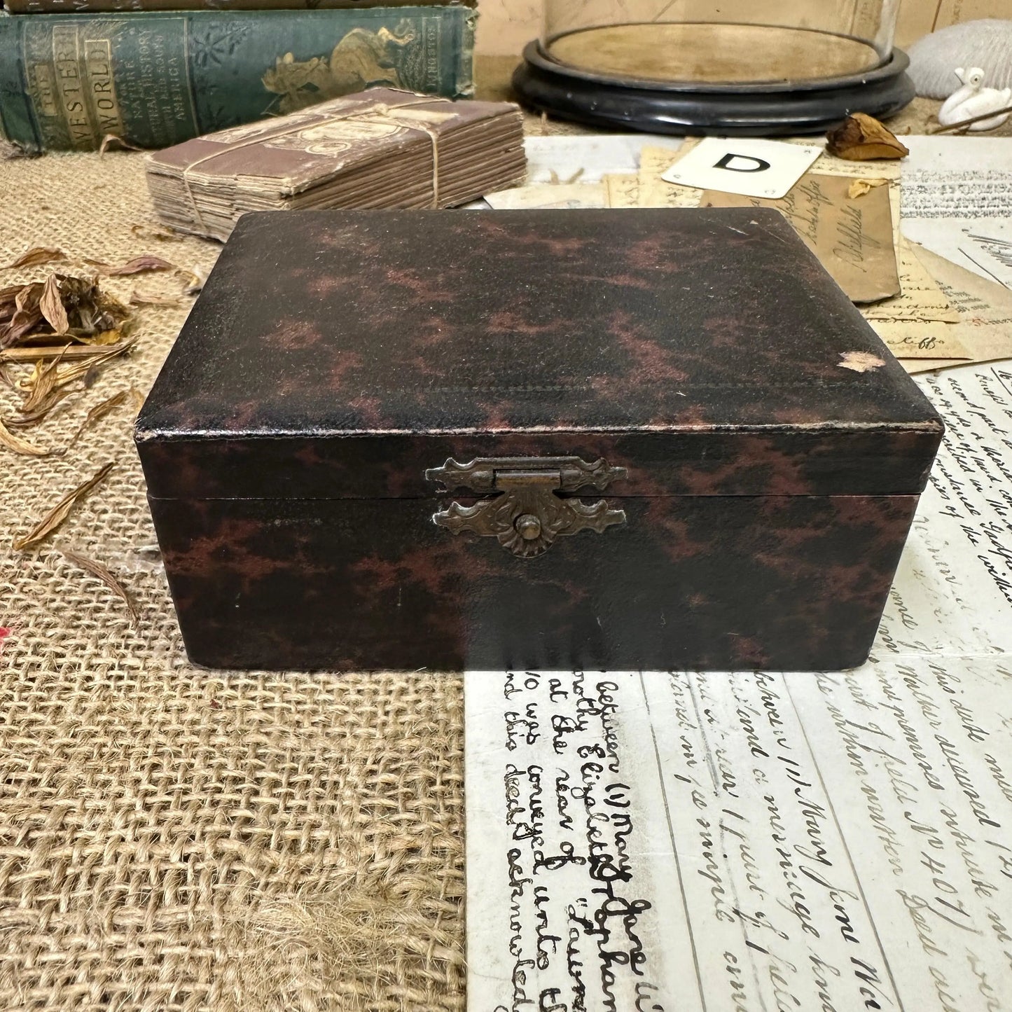 Antique Leather Trinket Vanity Box - The Blind Mole