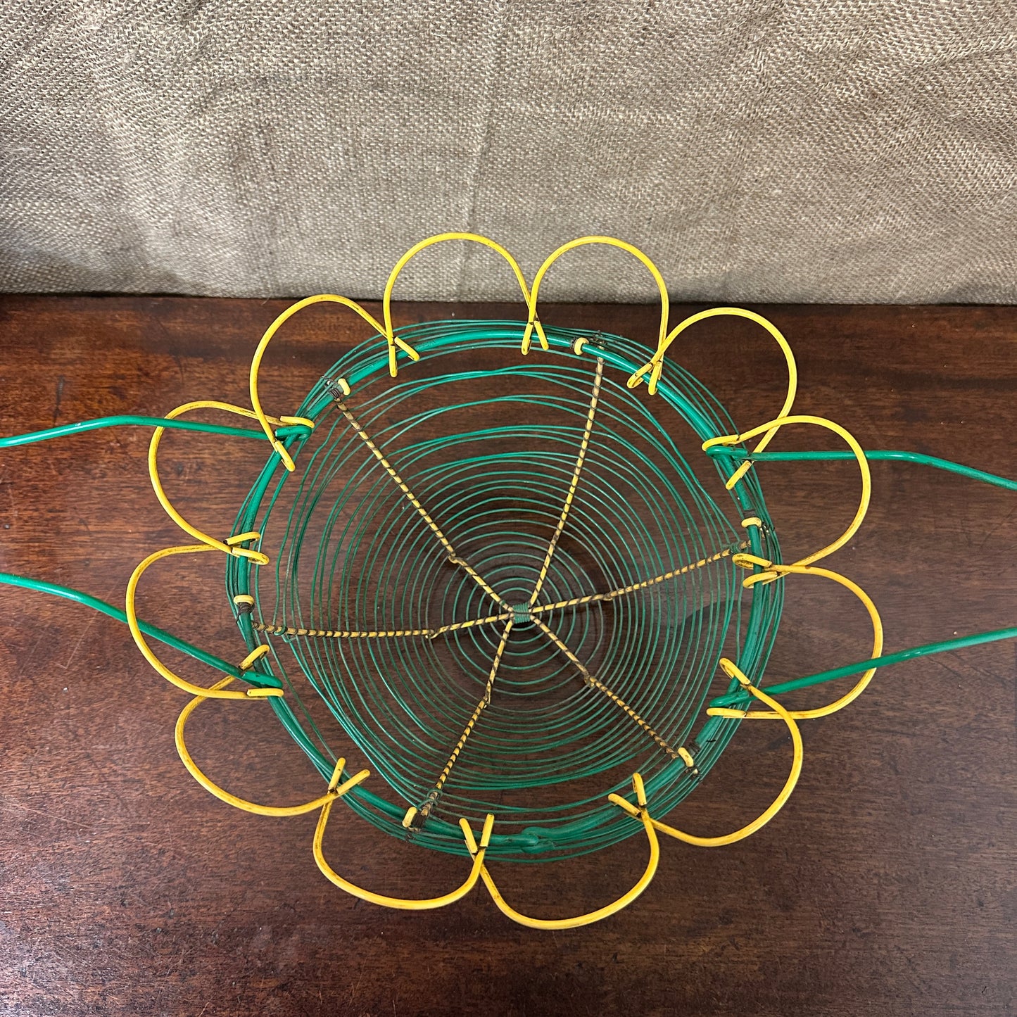 Vintage French Green Egg Wire Basket