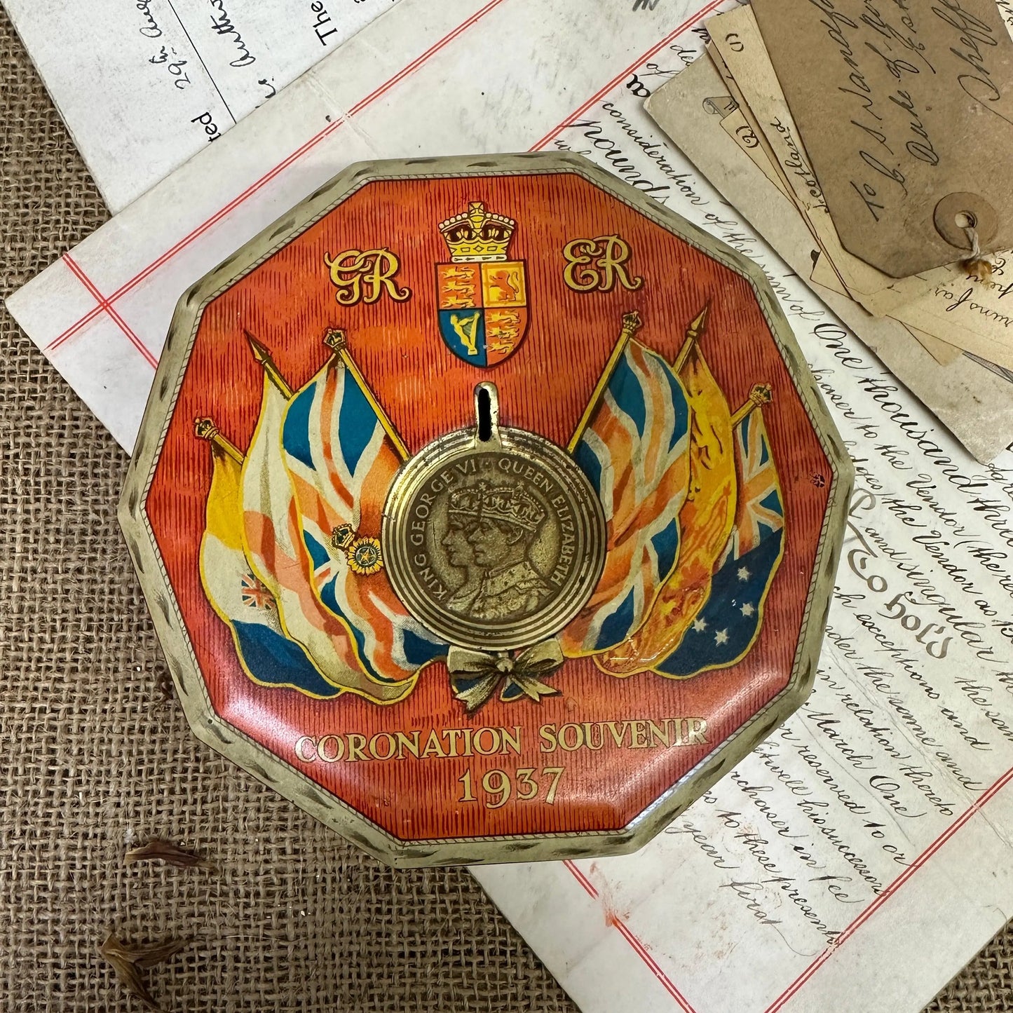 Coronation Tin 1937 George VI & Elizabeth- Rowntree - The Blind Mole