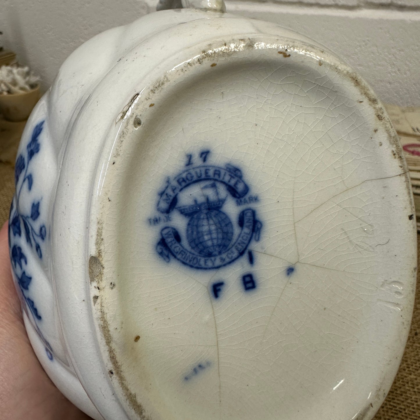 Flow Blue Sugar Bowl Pot - The Blind Mole