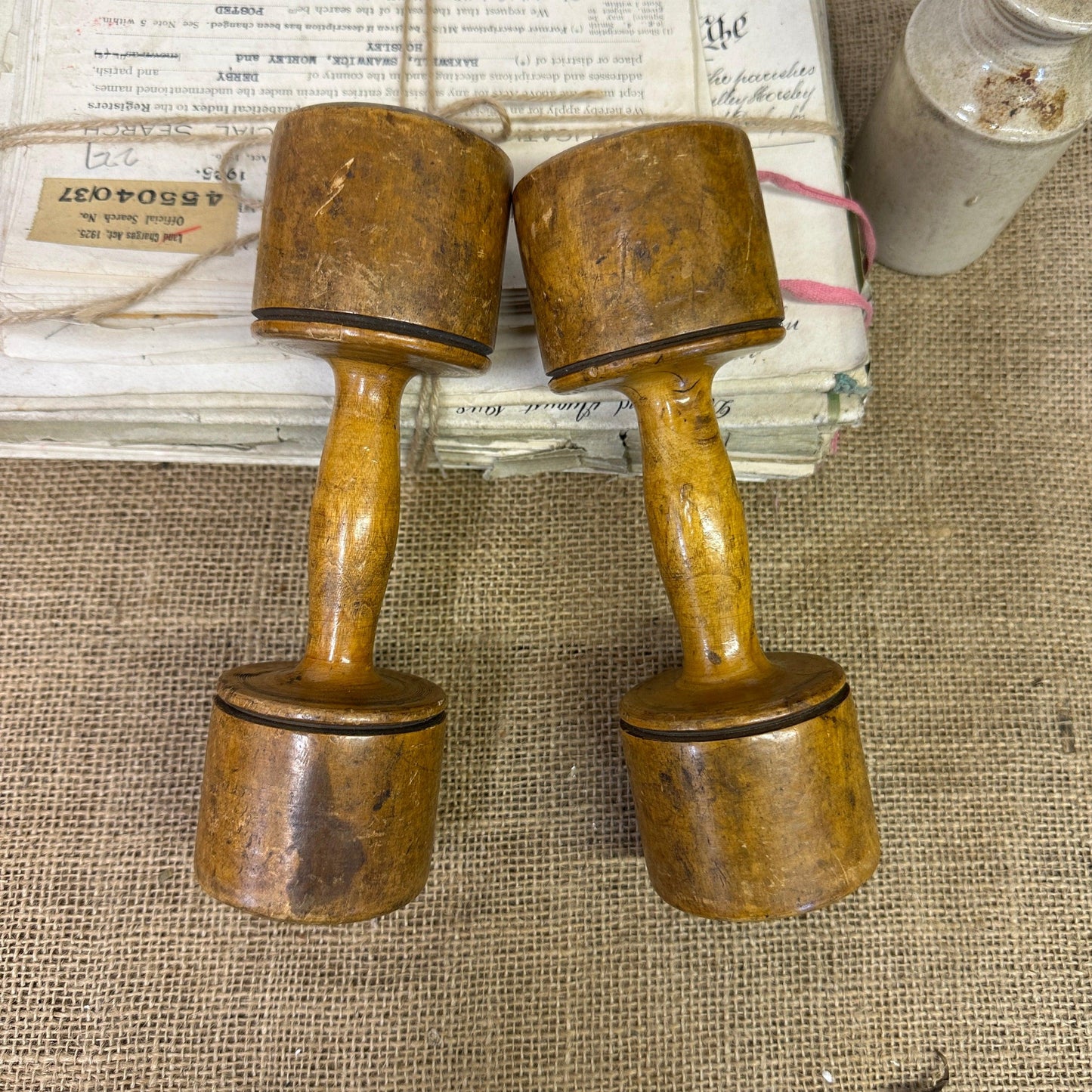 Antique Wooden Dumbbells - The Blind Mole