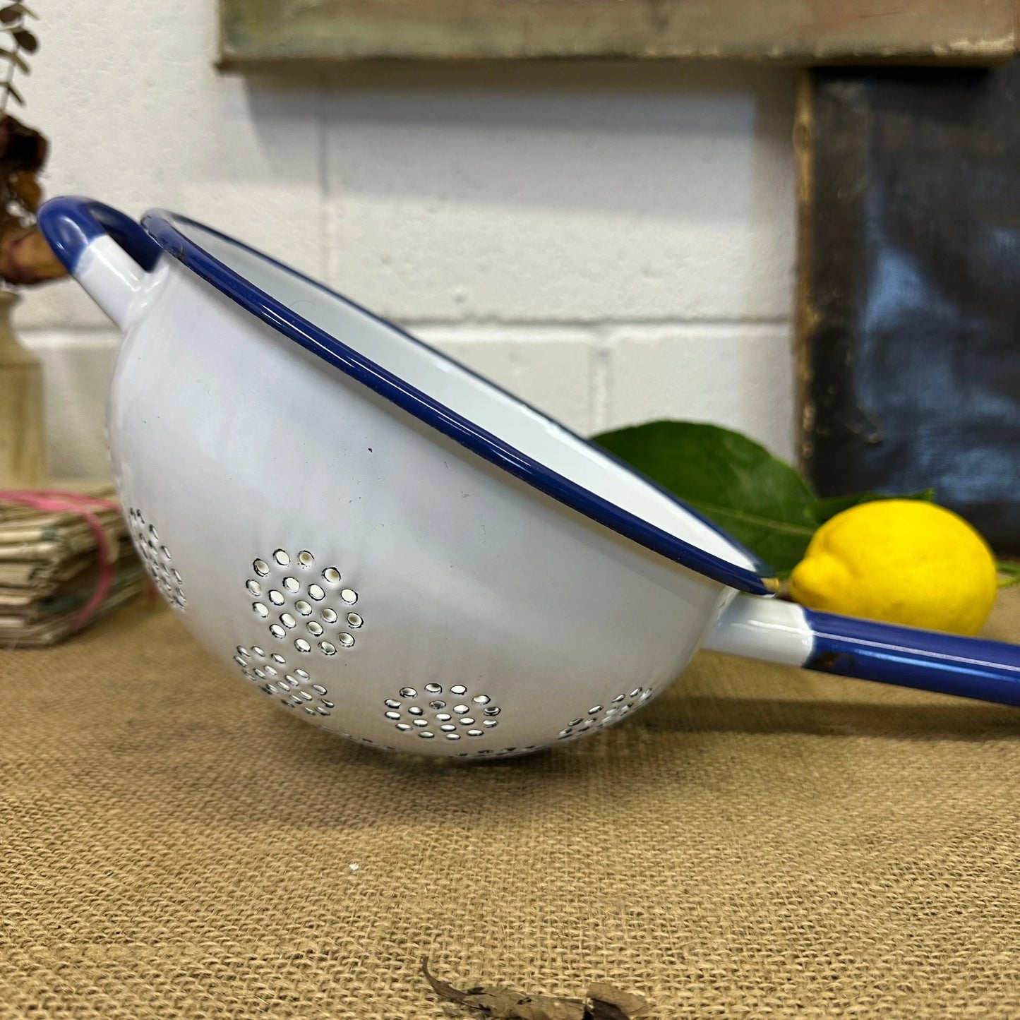 Vintage Enamel Colander Strainer - The Blind Mole