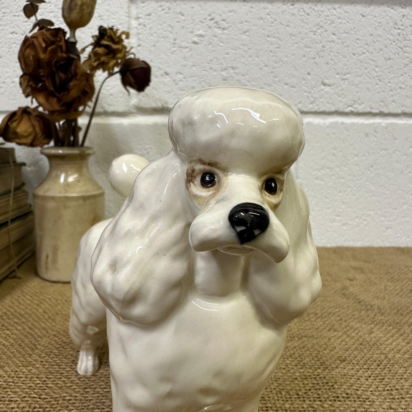 Beswick Poodle White Dog Figure - The Blind Mole
