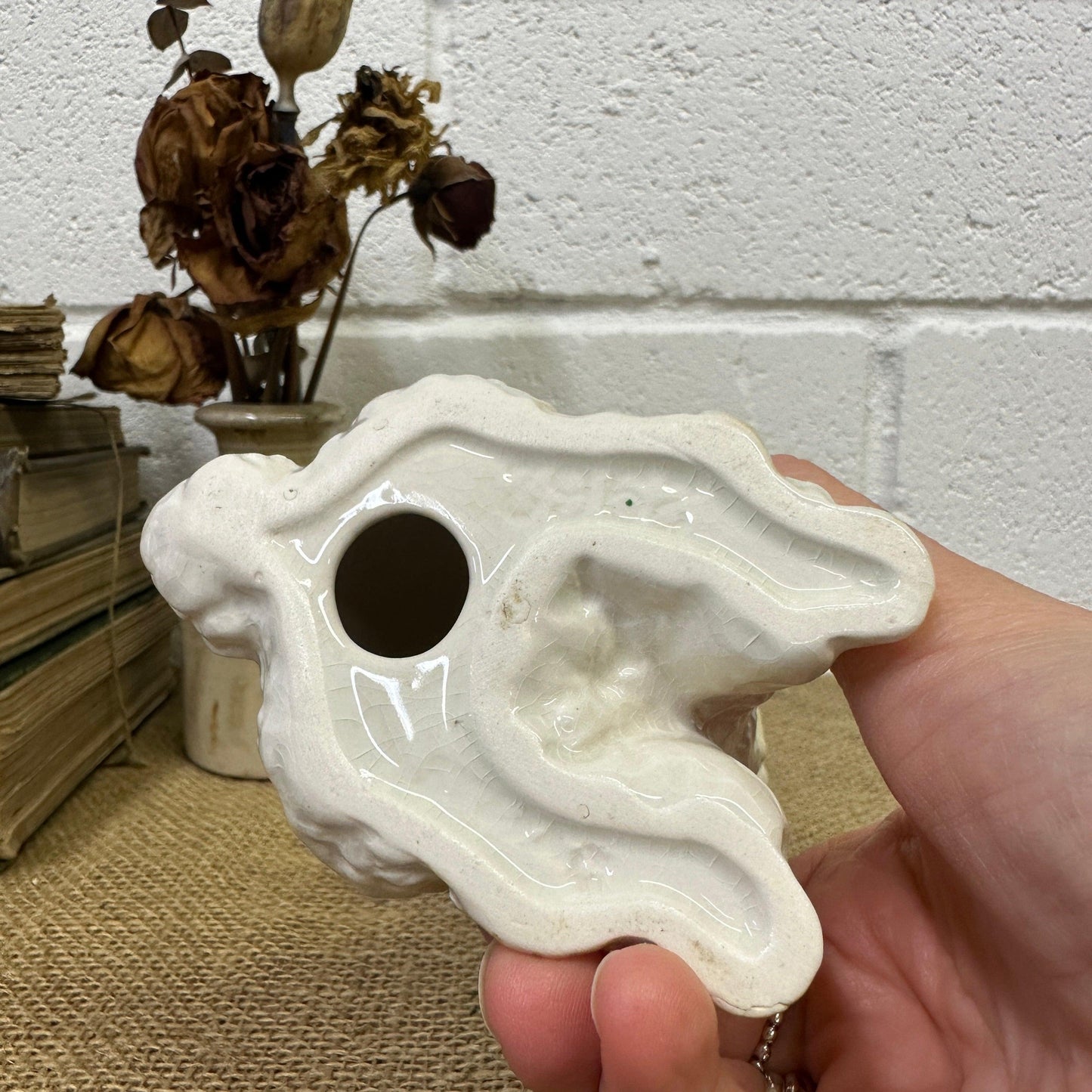 Vintage Slyvac Poodle White Dog Figure - The Blind Mole