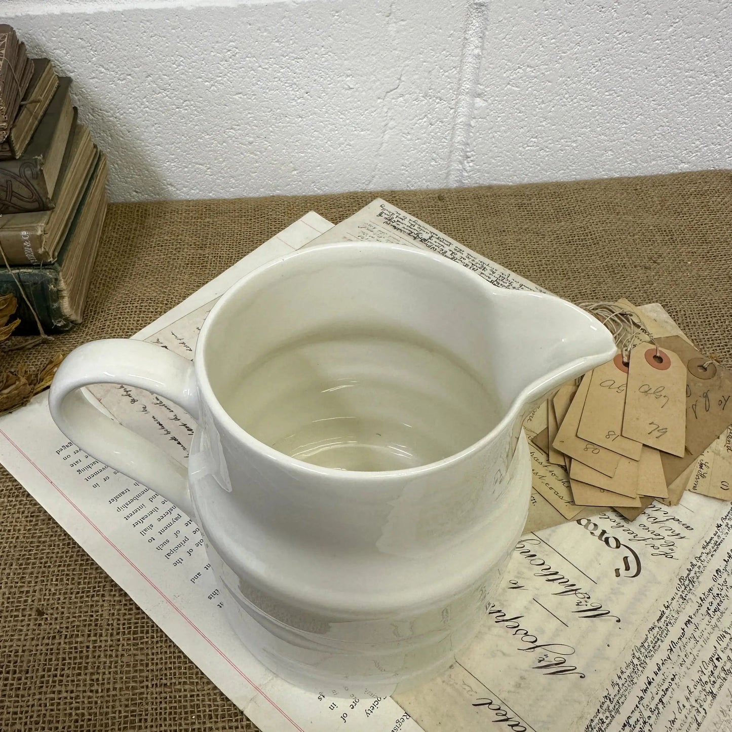 Glazed White Stoneware Jug - The Blind Mole