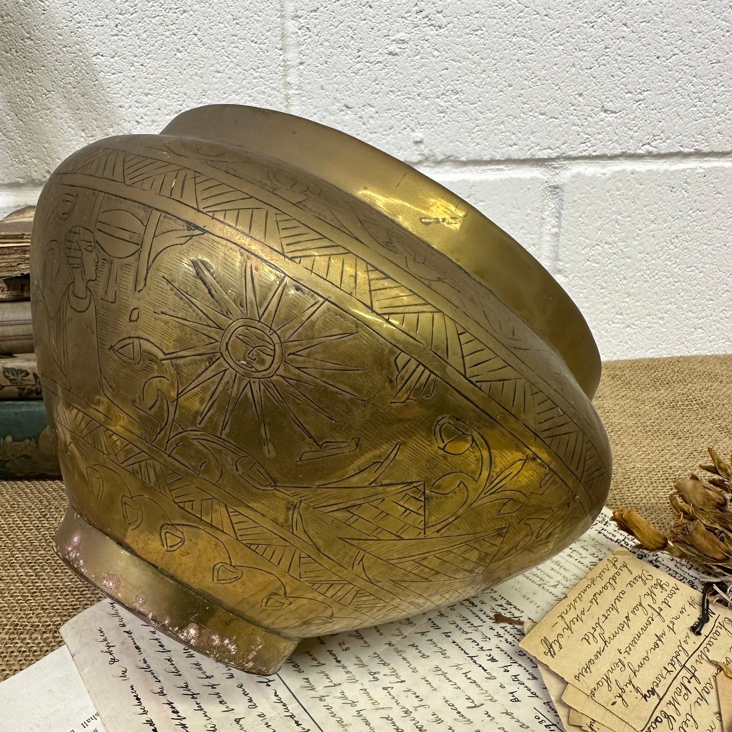 Antique Revival Egyptian Brass Planter - The Blind Mole