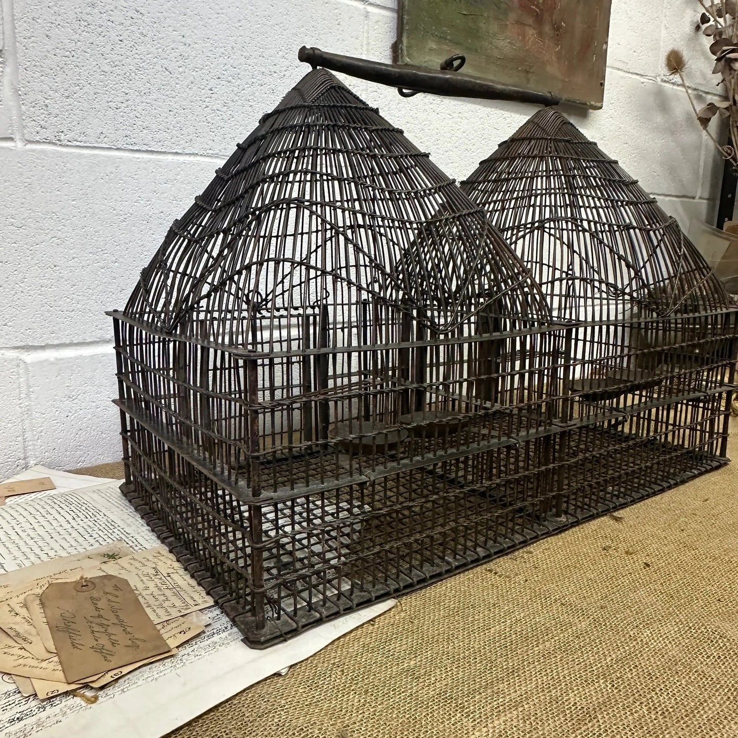 French Co-Joined Domed Wire Bird Cage - The Blind Mole