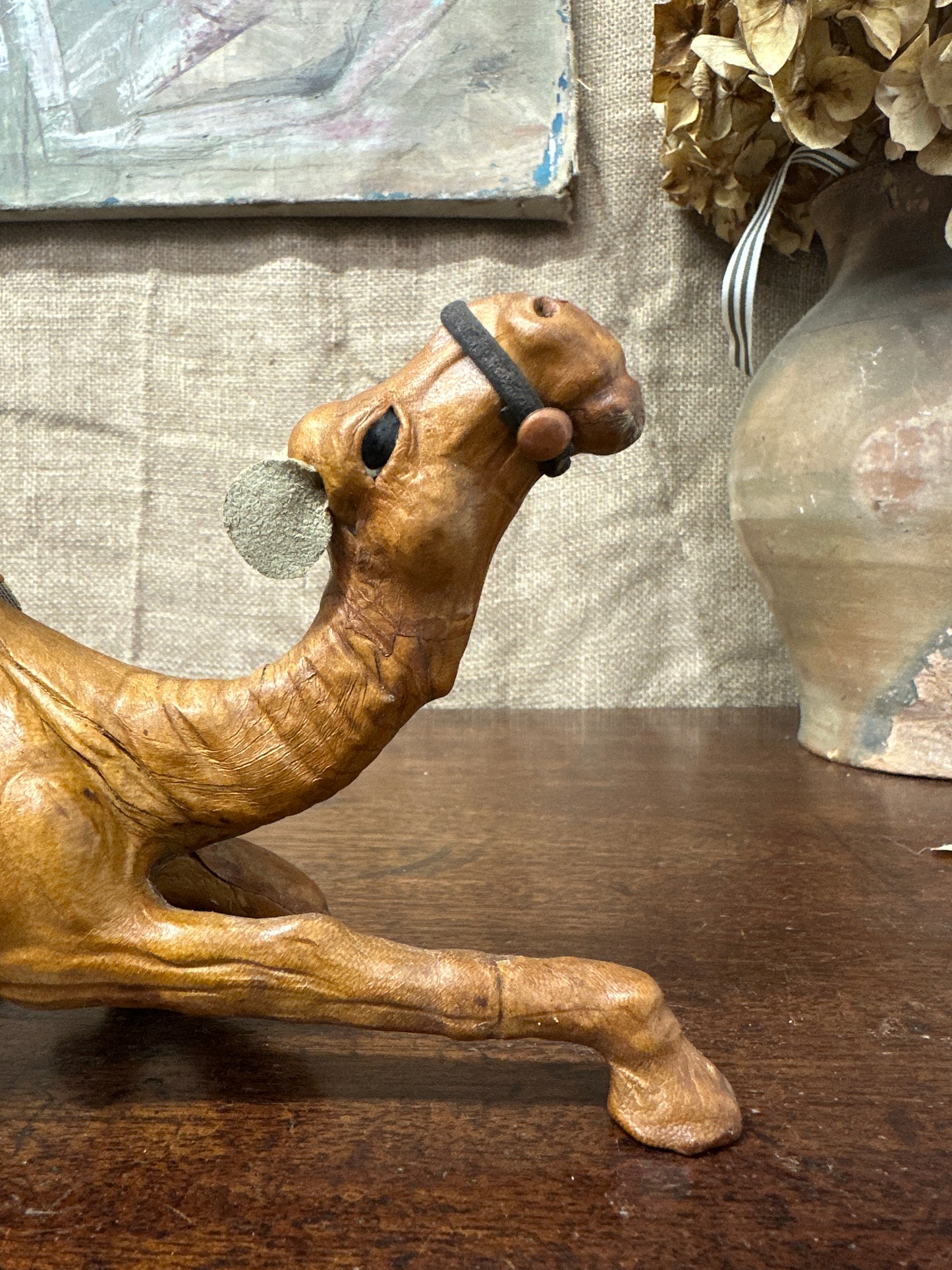 Mid Century Leather Camel Figure