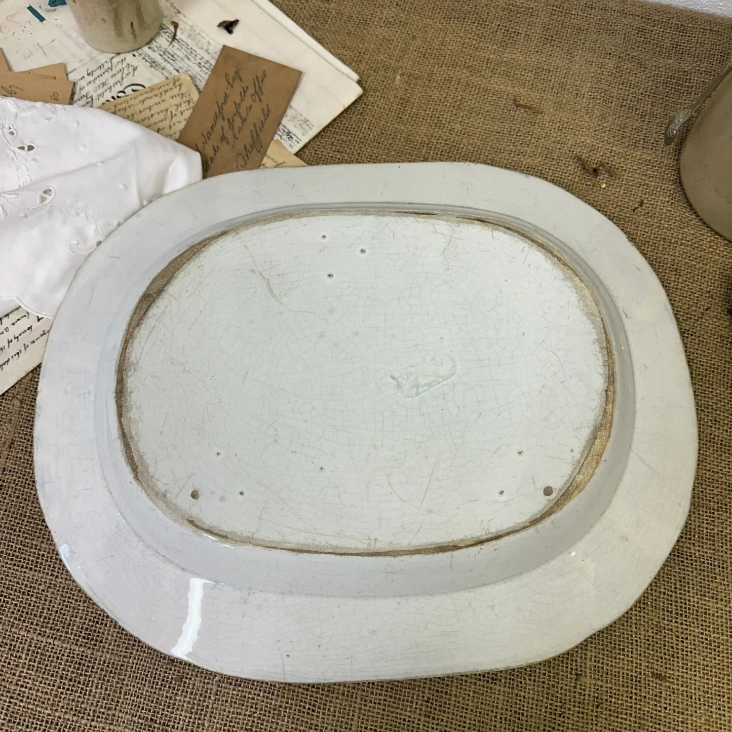Antique Chinese Willow Serving Platter - The Blind Mole