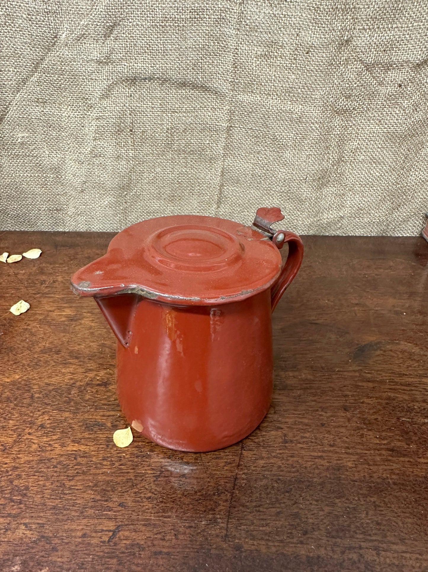 French Red Enamel Lidded Jug