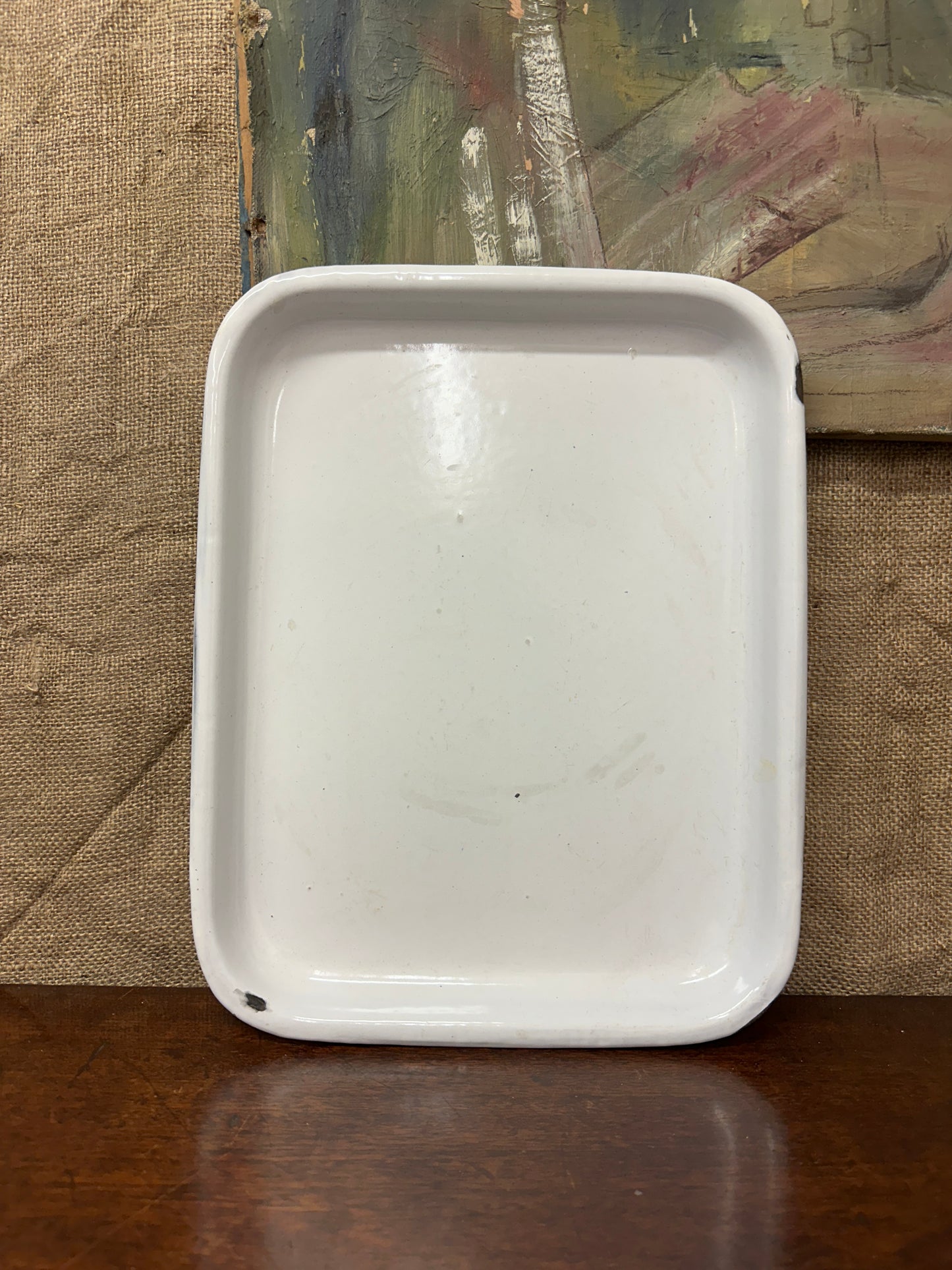 White Enamel Tea Tray