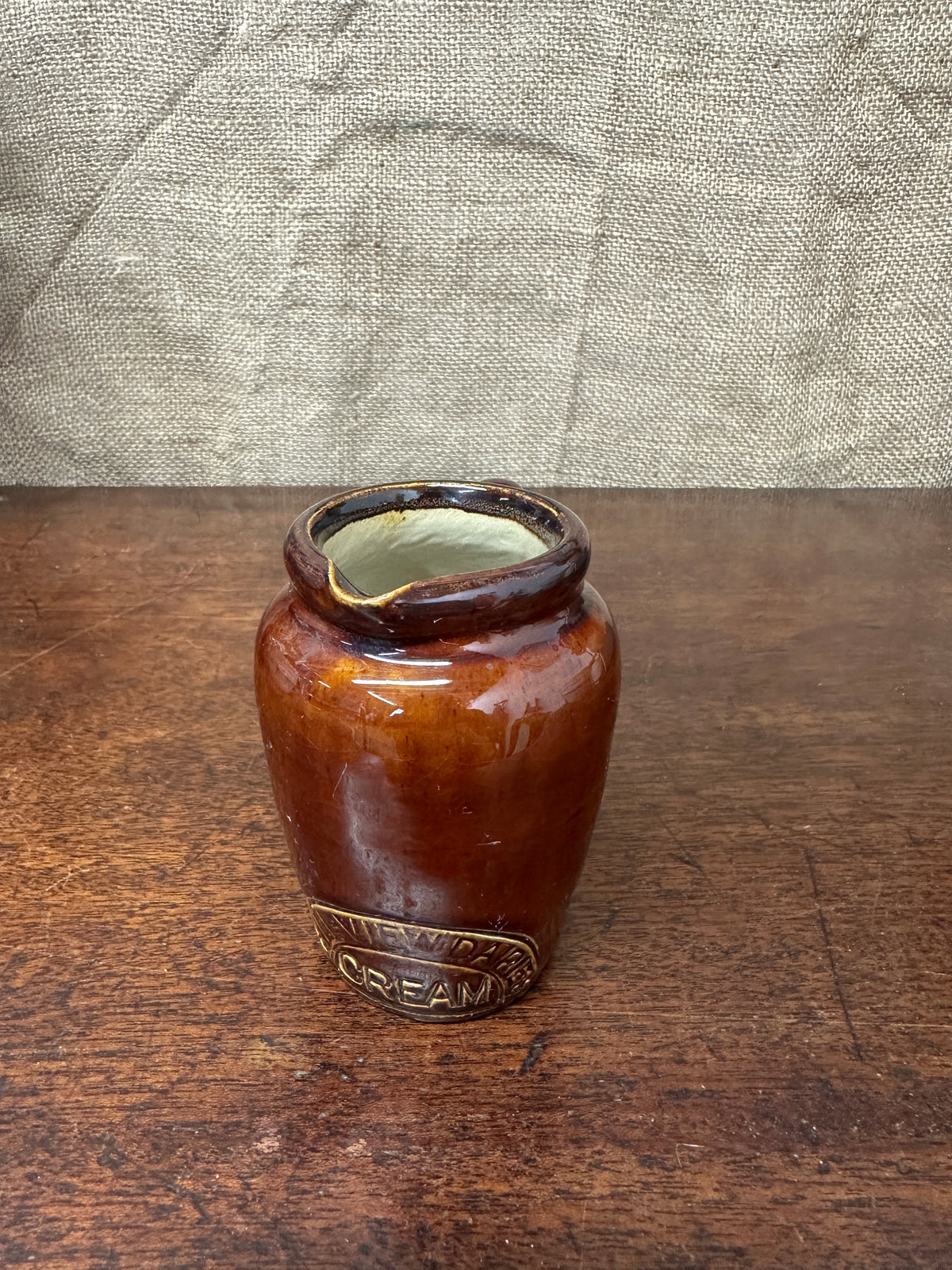 Glazed Brown Stoneware Cream Jug