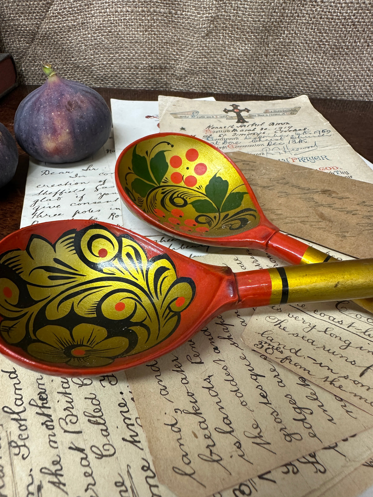 Painted Russian Folk Art Khokhloma Spoons