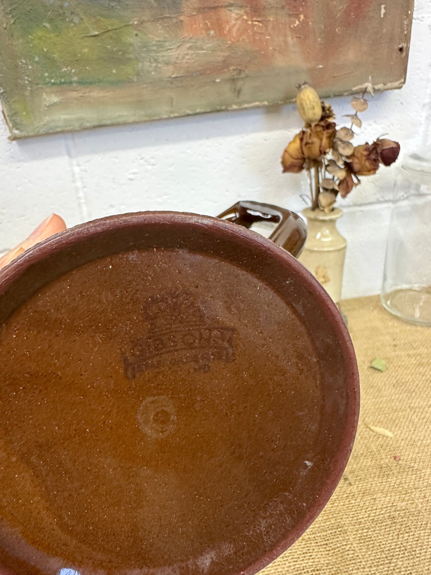 Glazed Brown Stoneware Jug