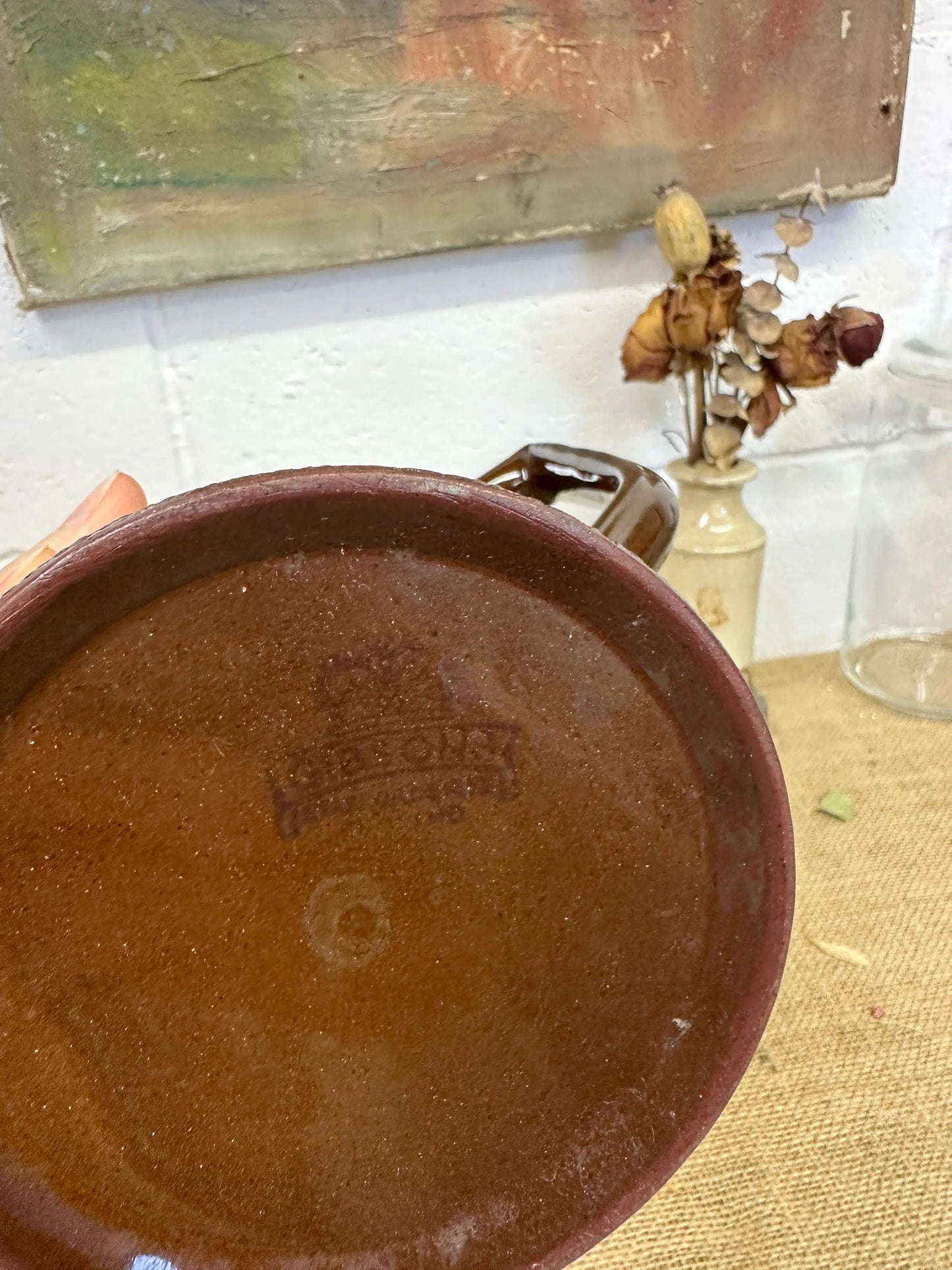 Glazed Brown Stoneware Jug - The Blind Mole