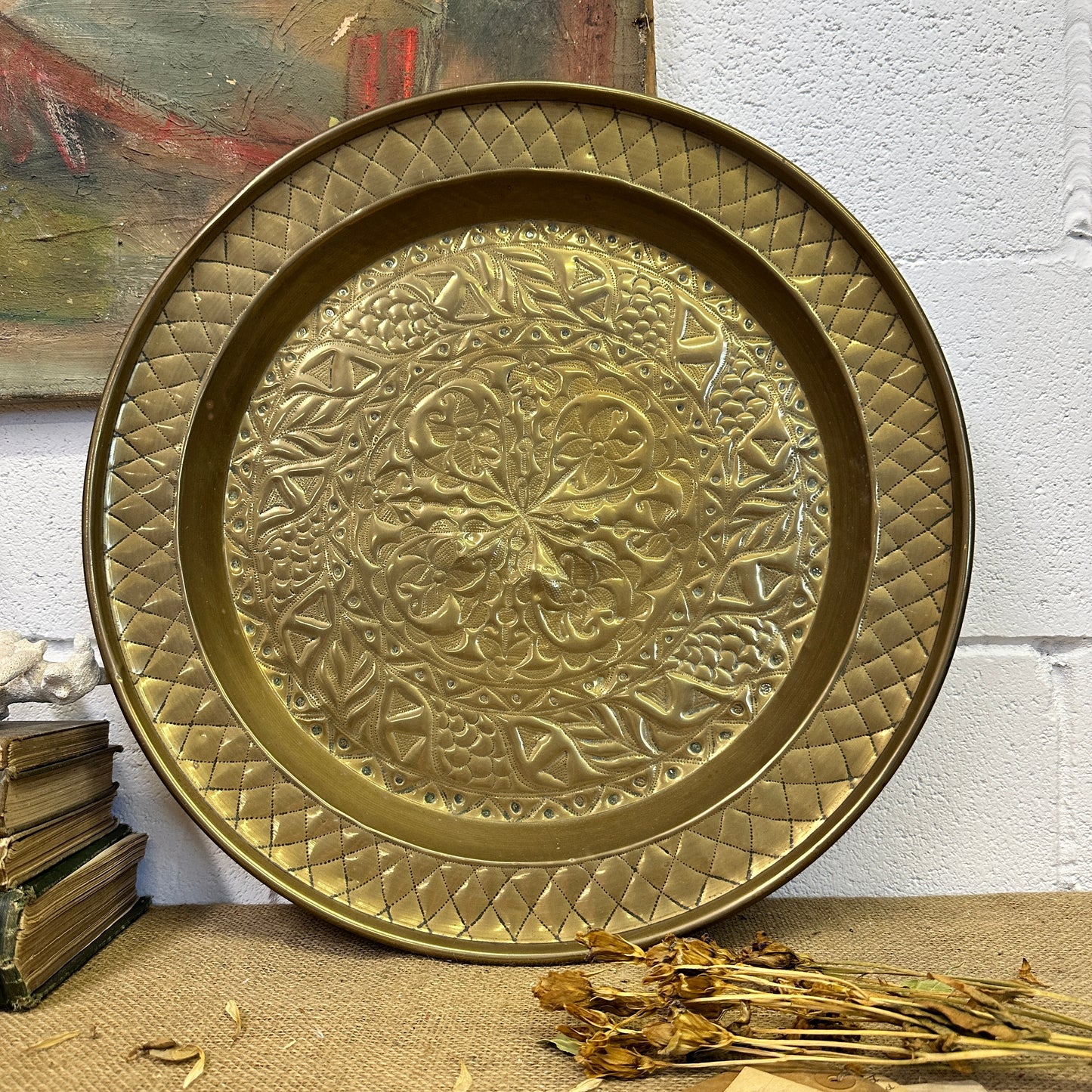 Moroccan Large Brass Plate