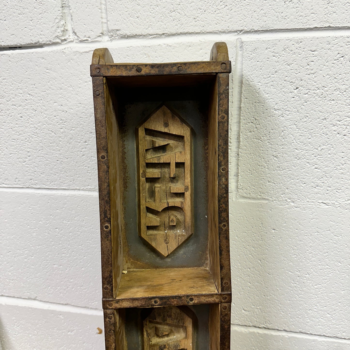 Antique Wooden Brick Mould Storage Box