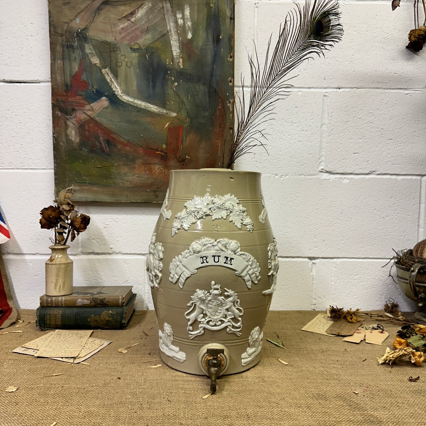 19th Century Salt-Glazed Stoneware Spirit Barrel