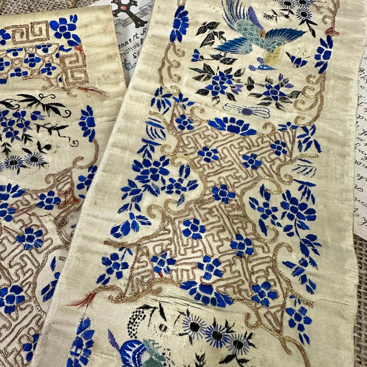 Chinese Embroidered Silk Sleeve Bands - The Blind Mole