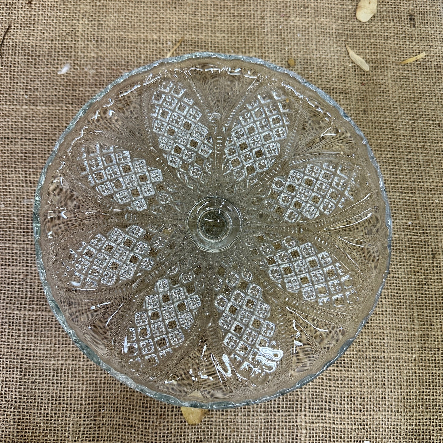 Low Pressed Glass Cake Stand