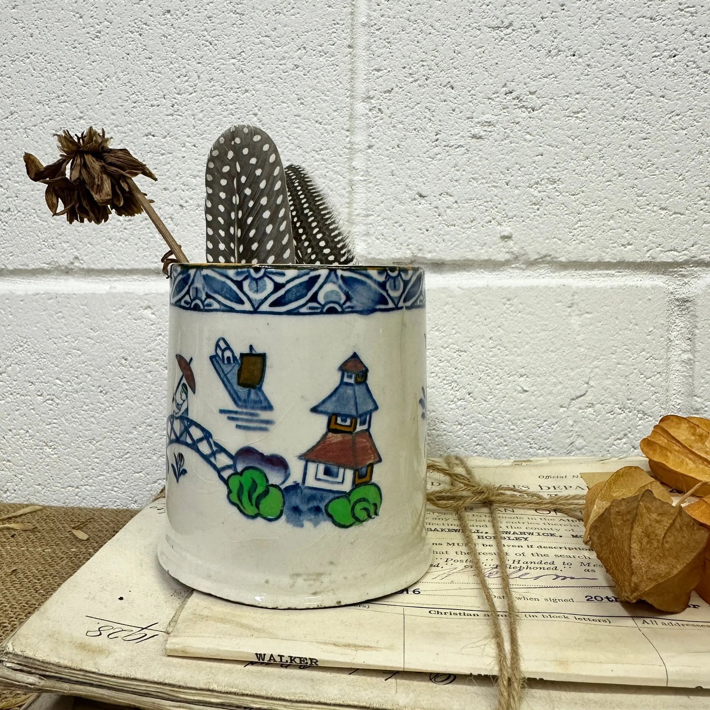 Antique Coffee Can Brush Pot Westover - The Blind Mole