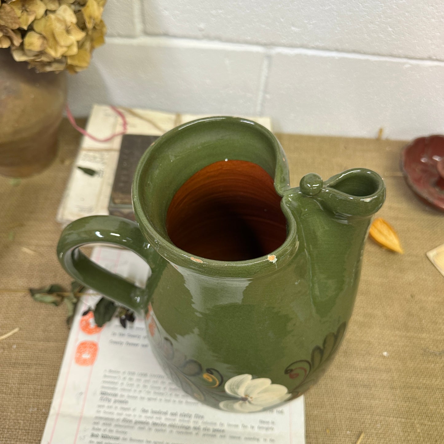 German Terracotta Water Jug Pitcher