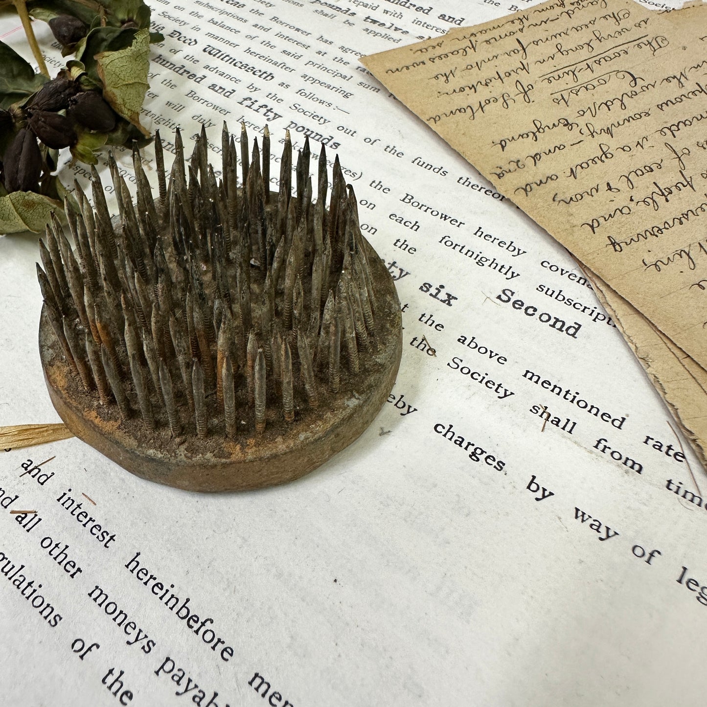 Vintage Flower Frog Picture Card Stand