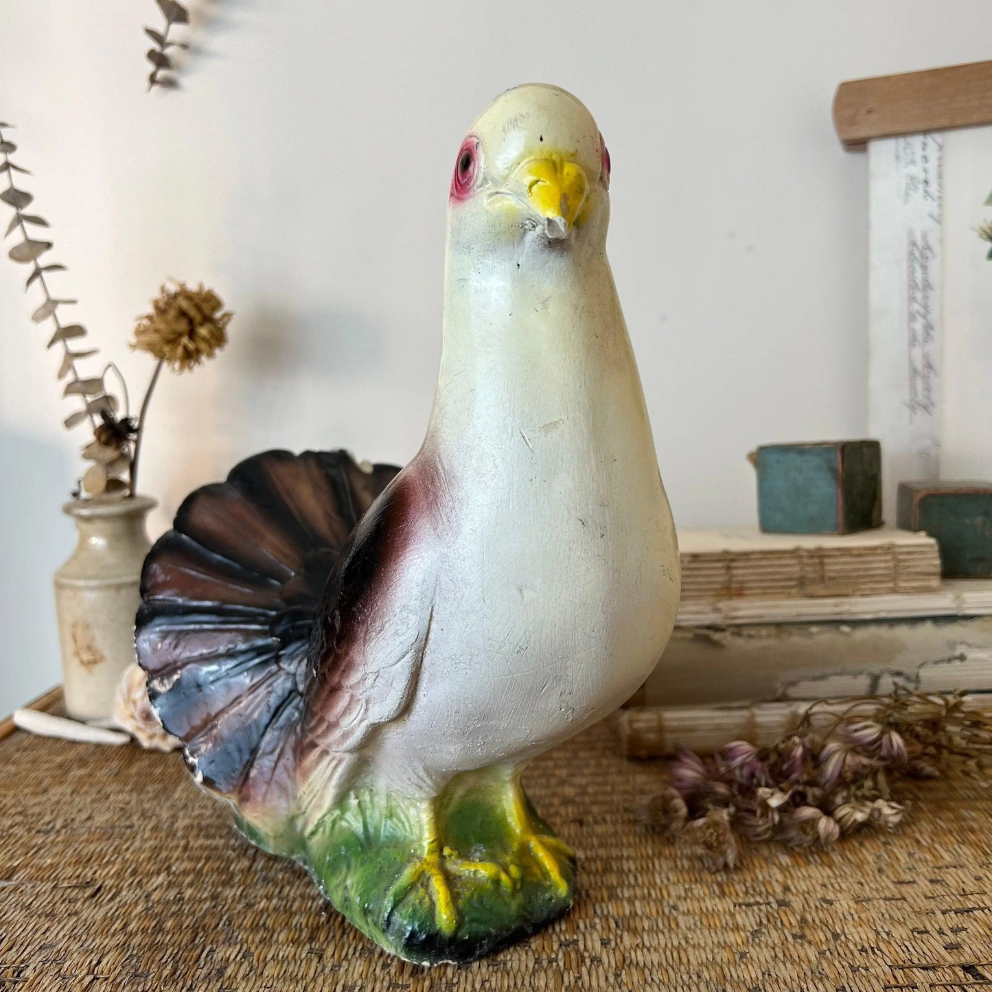 Vintage Chalkware Pigeon Figure - The Blind Mole