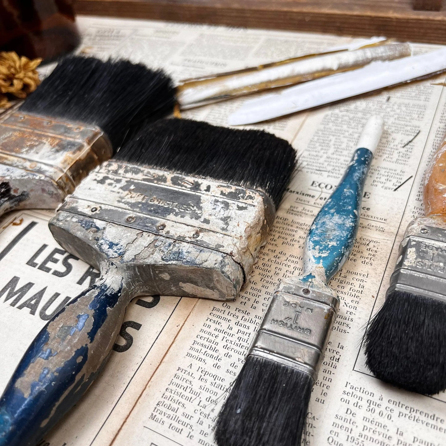 Collection of Four Rustic Paint Brushes - The Blind Mole