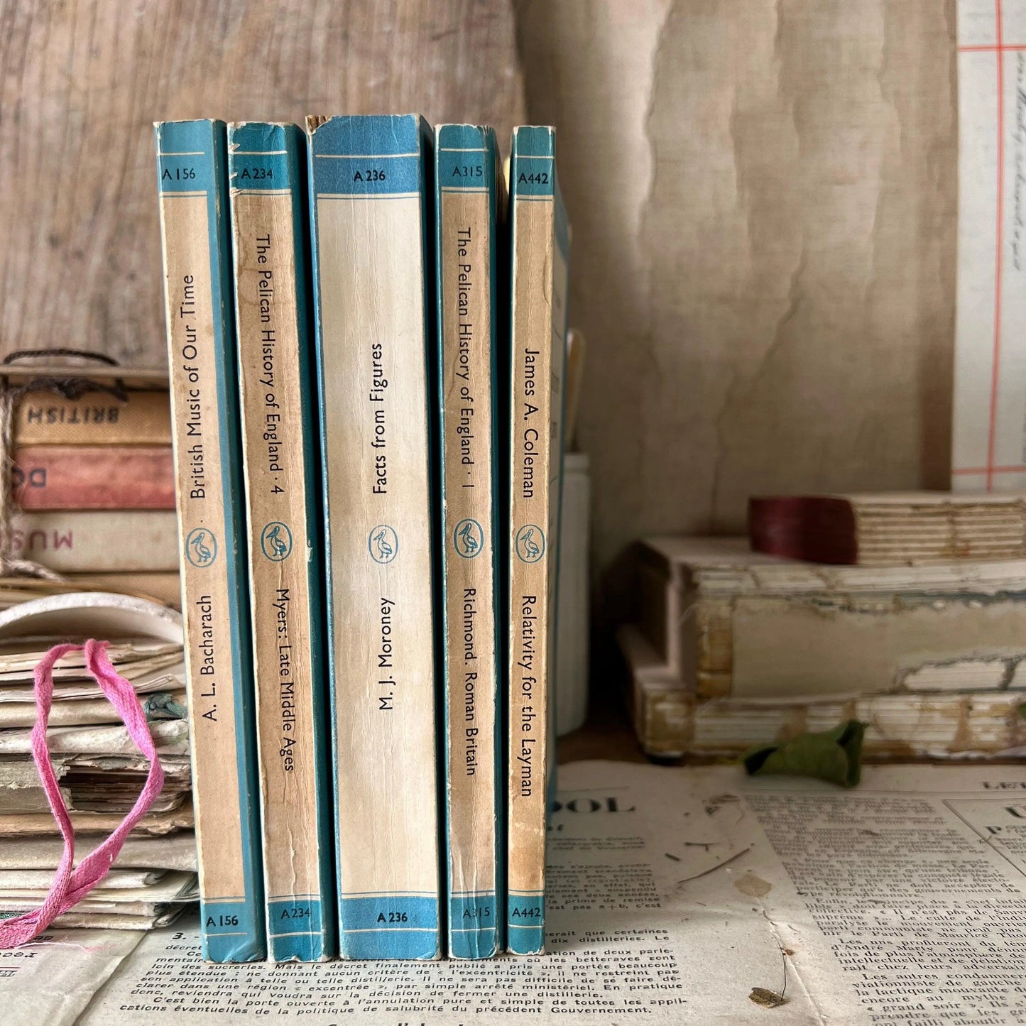 Stack of Vintage Blue Pelican books - The Blind Mole