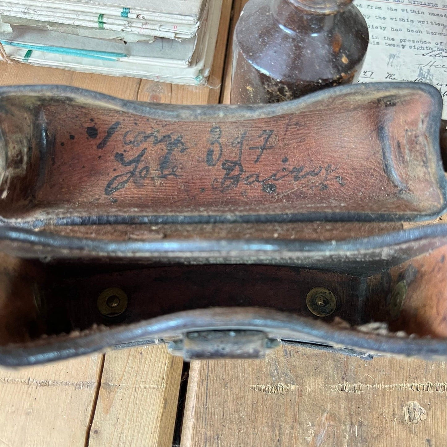 Antique Leather Bible Bag, Case - The Blind Mole