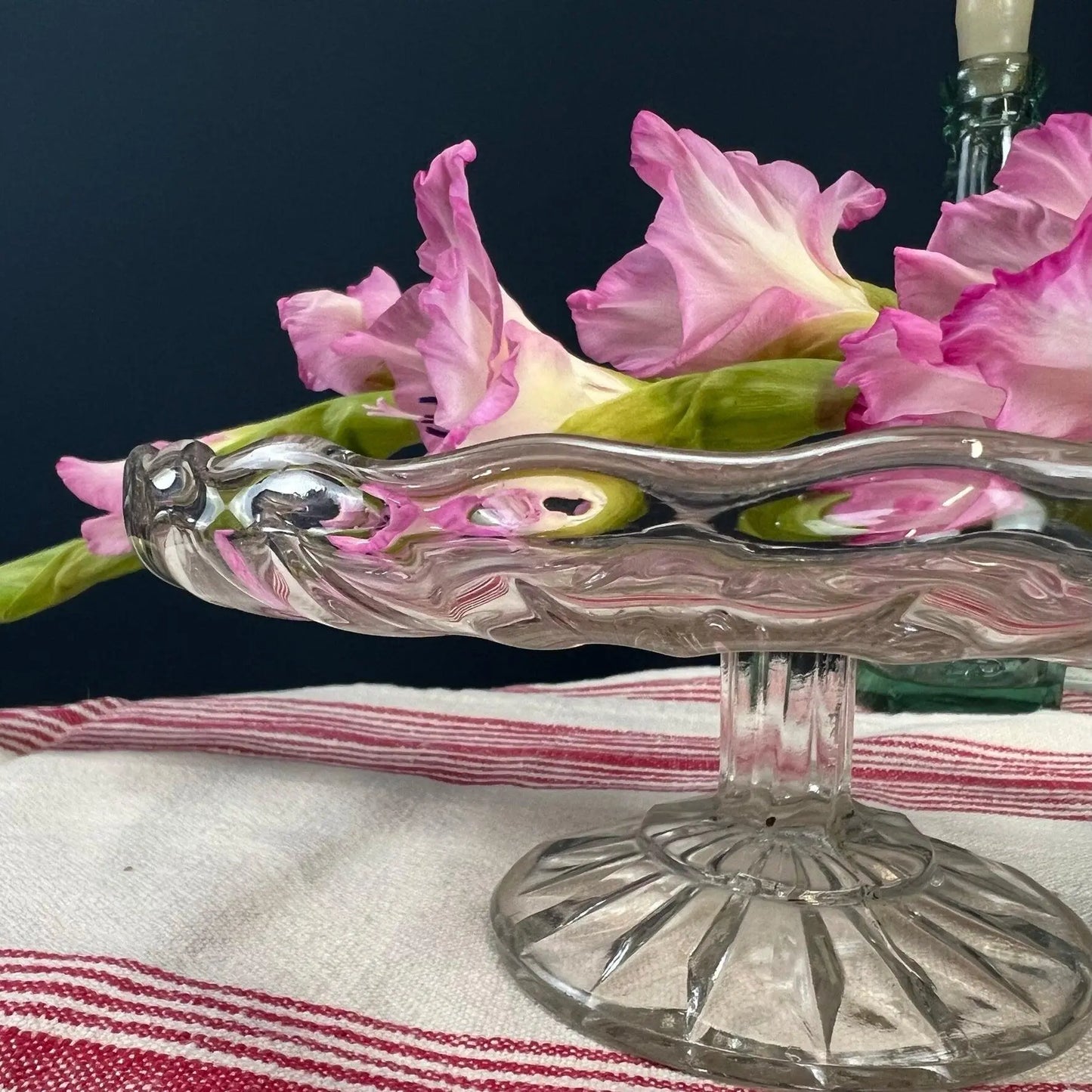 Pressed Glass Cake Stand - The Blind Mole