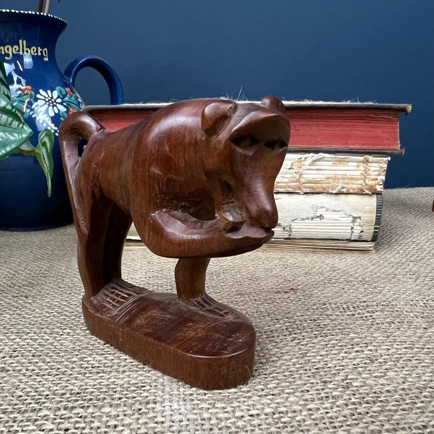 Mid Century Carved Teak Monkey Ape Figure - The Blind Mole