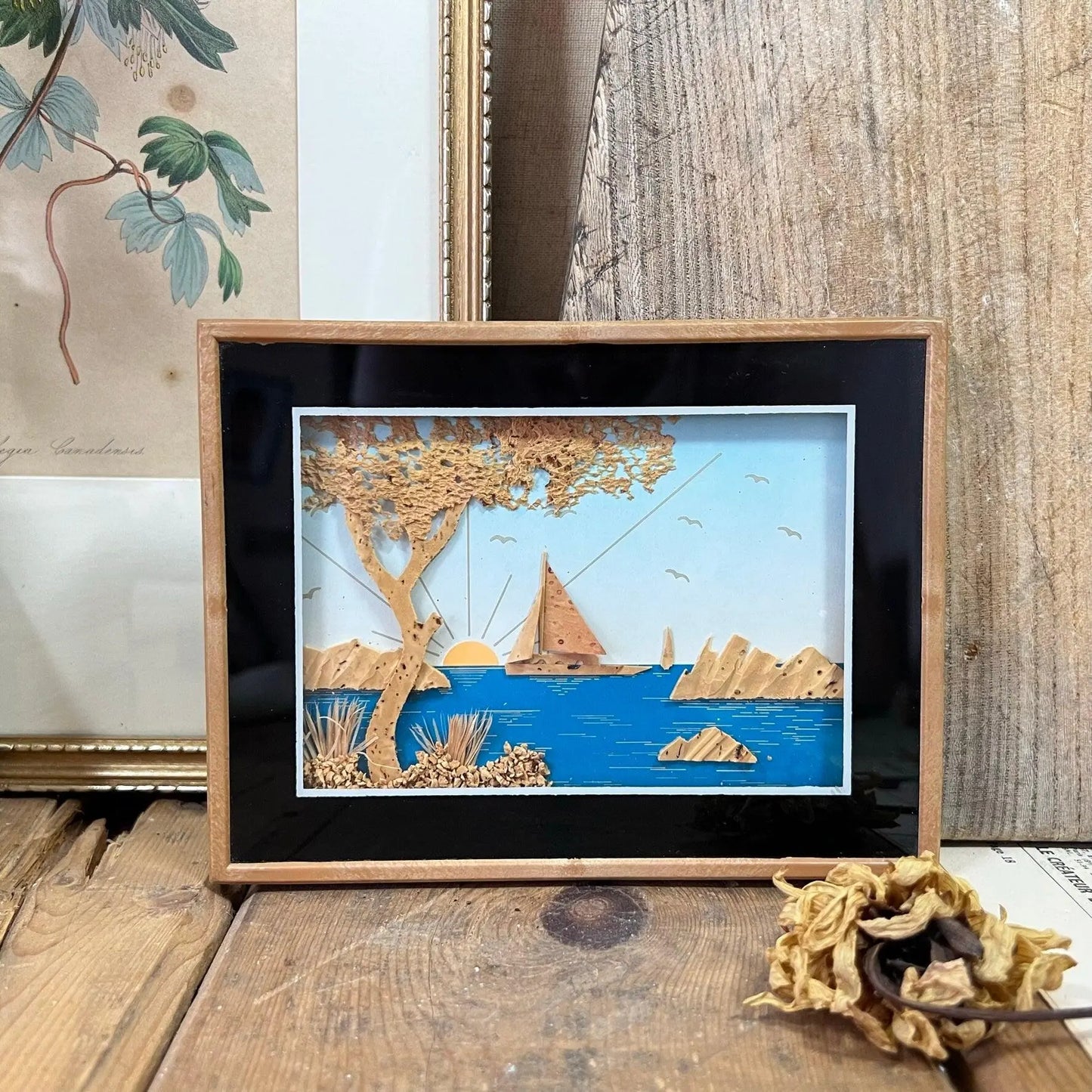Oriental Cork Seascape Picture Diorama Shadow Box - The Blind Mole
