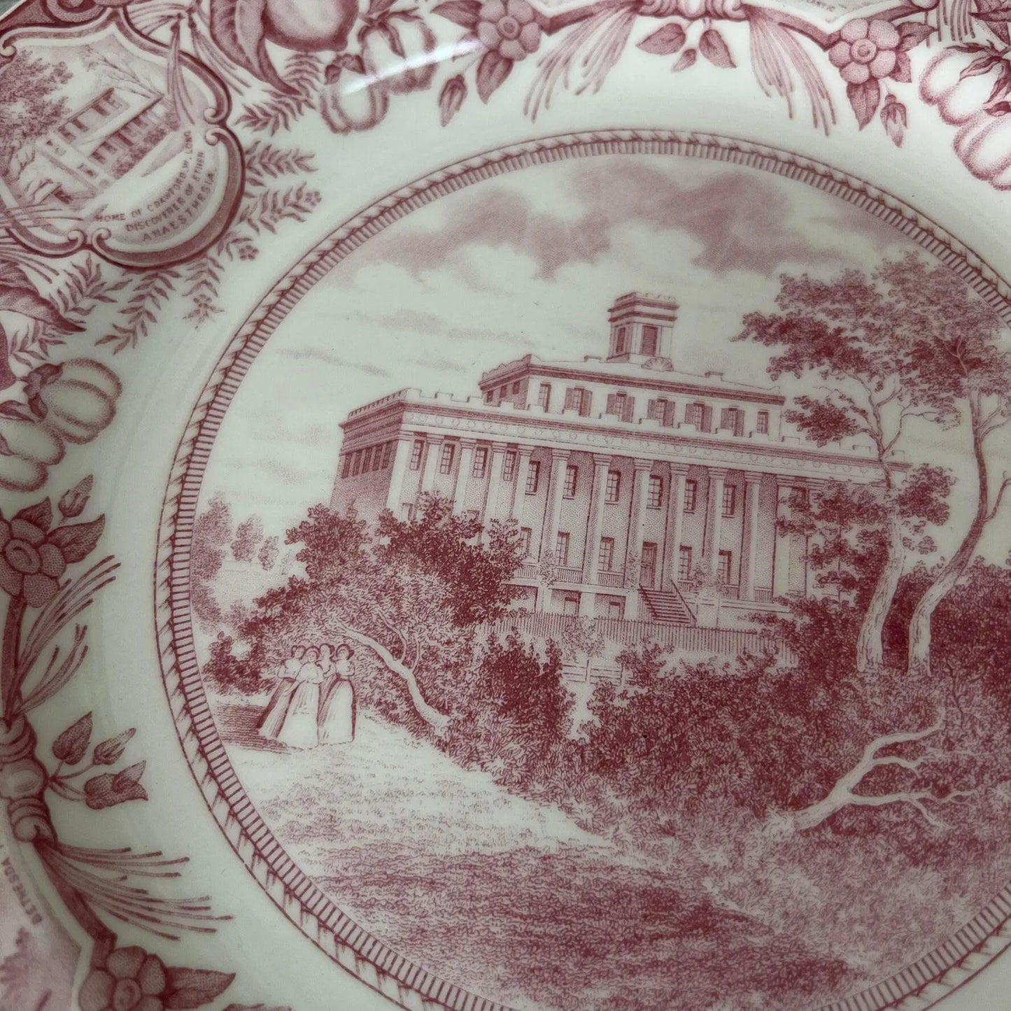 Pink Wedgewood Commemorative Plate - Female College of Georgia 1836 - The Blind Mole