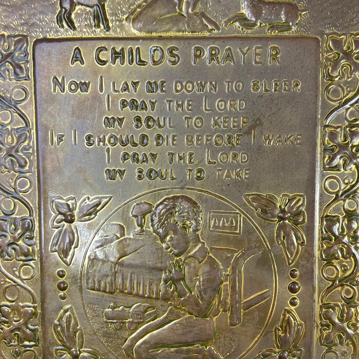 Brass Embossed 'A Childs Prayer' Hanging Picture, Wall Art - The Blind Mole