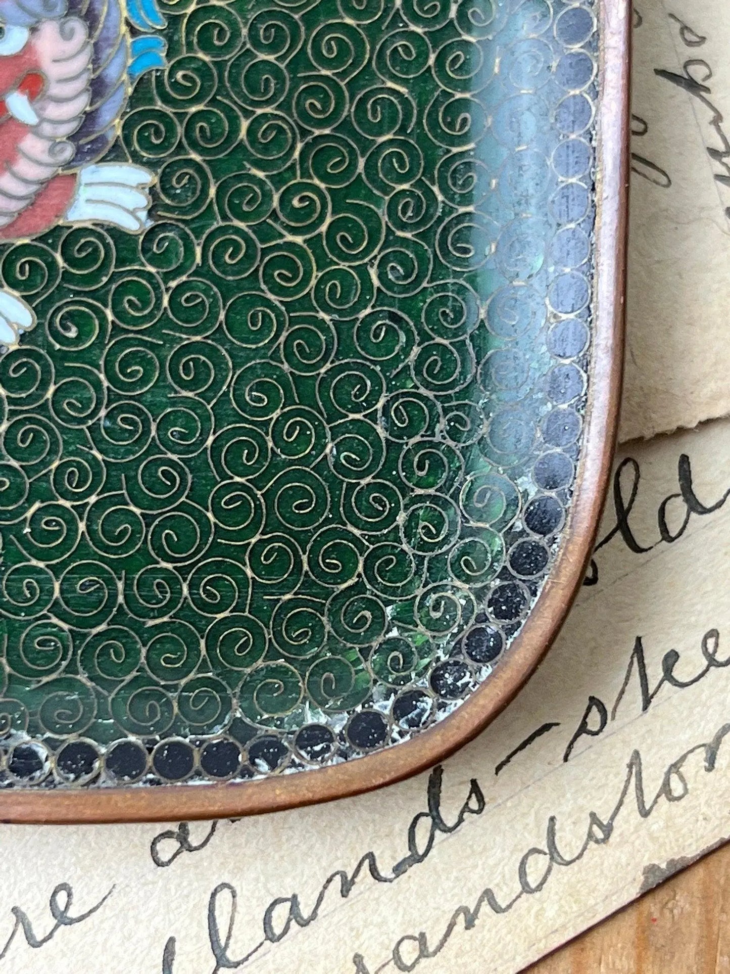 Vintage Oriental Chinese Copper Enamelled Pin Dish - The Blind Mole